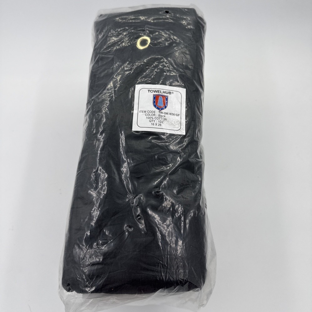 Towel Hub Trifold Black Golf Towels With Brass Grommet Set Of 12 New 16x26